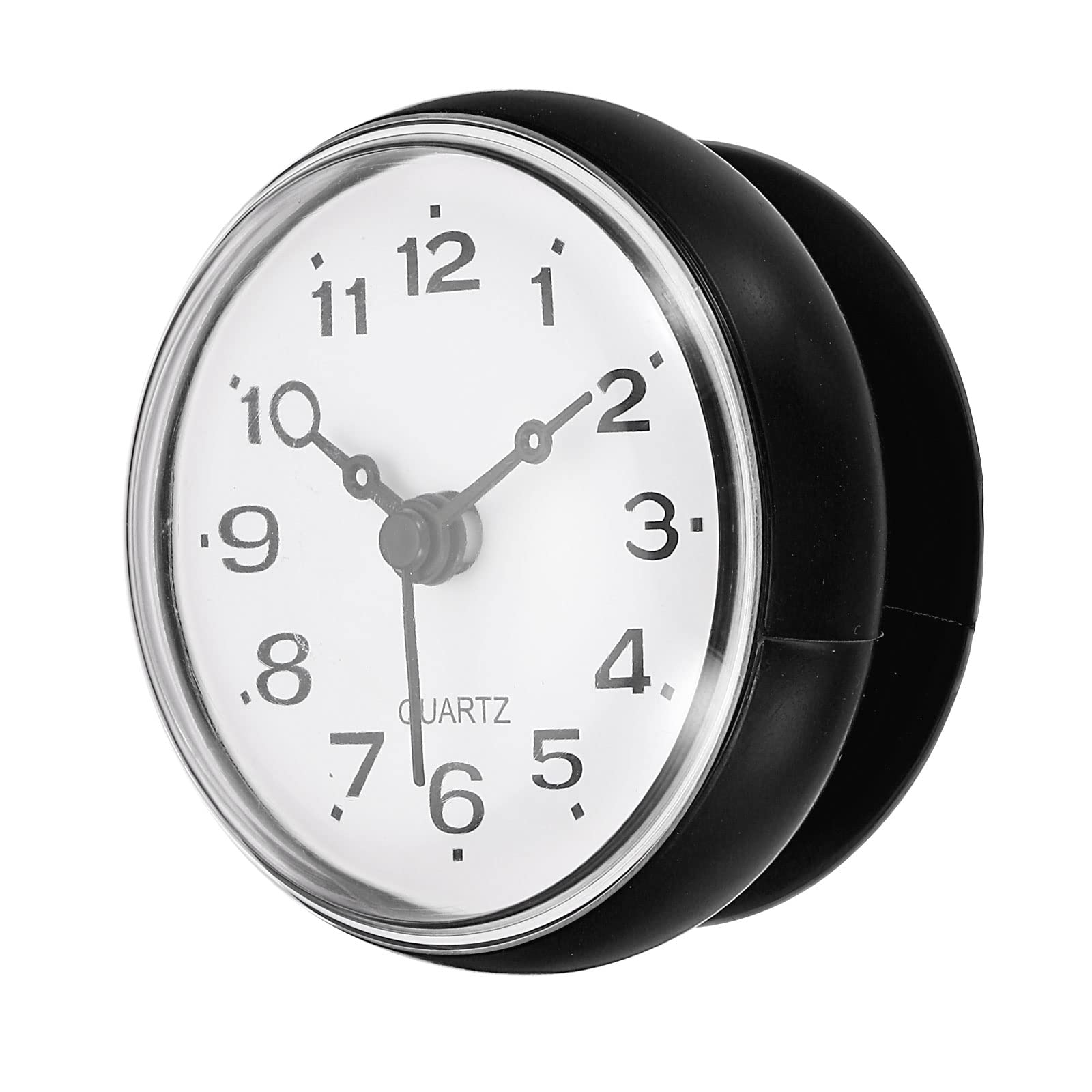 PATIKIL Waterproof Bathroom Clock, Mini Round Wall Clocks with Suction Cup for Shower Kitchen Home Decoration, Black