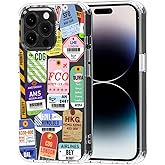 MOSNOVO Case for iPhone 14 Pro Max, [Buffertech 6.6ft Military-Grade Drop Protection] [Anti Peel Off Tech] Clear TPU Bumper Phone Case Cover Design - Air Ticket Labels