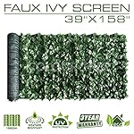ColourTree Artificial Hedges Faux Ivy Leaves Fence Privacy Screen Panels  Decorative Trellis - 39" x 158" - Mesh Backing - 3 Years Full Warranty