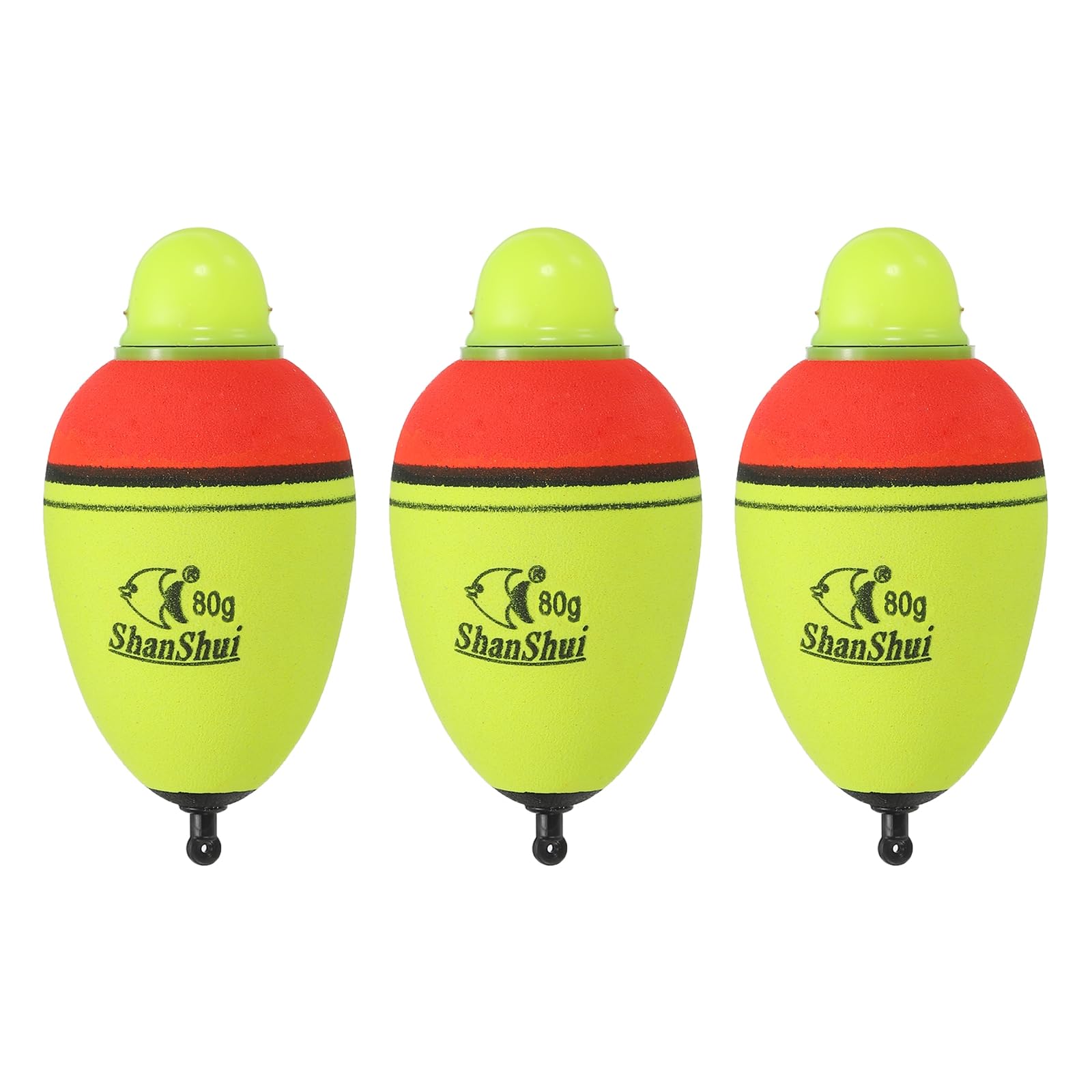 PATIKIL 2.8oz Lighted Fishing Slip Bobbers, 3 Pack EVA Green Red LED Light Up Fishing Float for Night Fishing, Yellow