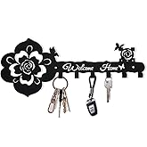 Deveosa Cute Small Metal Black Modern Entryway Hanging Key Hanger Rack Ring Keychain Holder On Wall Art Mount for Home Decor House Decorative Hooks