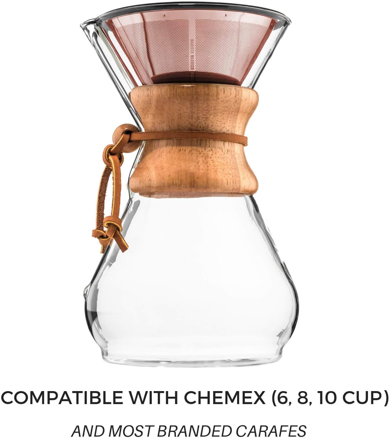 Barista Warrior Compatible for Hario V60 & Chemex Pour Over Coffee Filters - Reusable Stainless Steel- Best Coffee Maker and Bar Accessories (Copper Coated): Kitchen & Dining