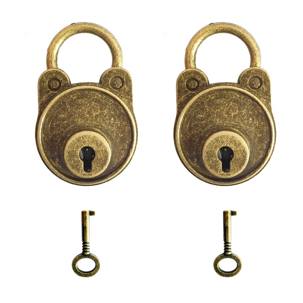 2Pack Zinc Alloy Vintage Antique Style Mini Padlocks for Jewelry Box Storage Box Handbag
