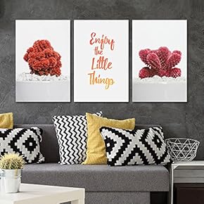 3 Panel Red Desert Plant in Pots with...