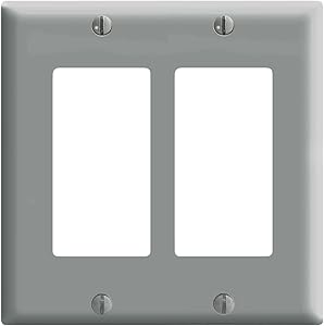 Leviton 80409-GY Decora Wall Plate, 2 Gang, Grey