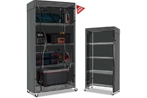 Porch Shield Storage Shelf Cover Fits 36" x 18" x 72"Wire Rack - Dustproof Shelving Unit Cover with Front Transparent(Grey)
