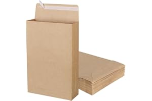 zmybcpack 25 Pack 10" x 15" Self Seal Expandable Catalog Envelopes, Large Kraft Document Envelopes for Documents, Magazines, 