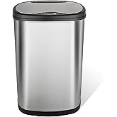 Ninestars 13 Gallon Oval Automatic Trash Can, 50L Touchless Motion Sensor Garbage Can with Odor-Sealing Lid & One-Touch Manua