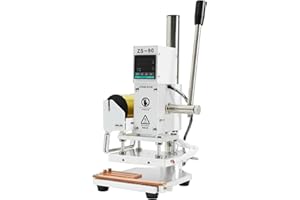 ZONEPACK 10x13cm Digital Embossing Machine Hot Foil Stamping Machine Manual Tipper Stamper for PVC Leather PU Paper with Paper Holder and Scale Branding on Masks