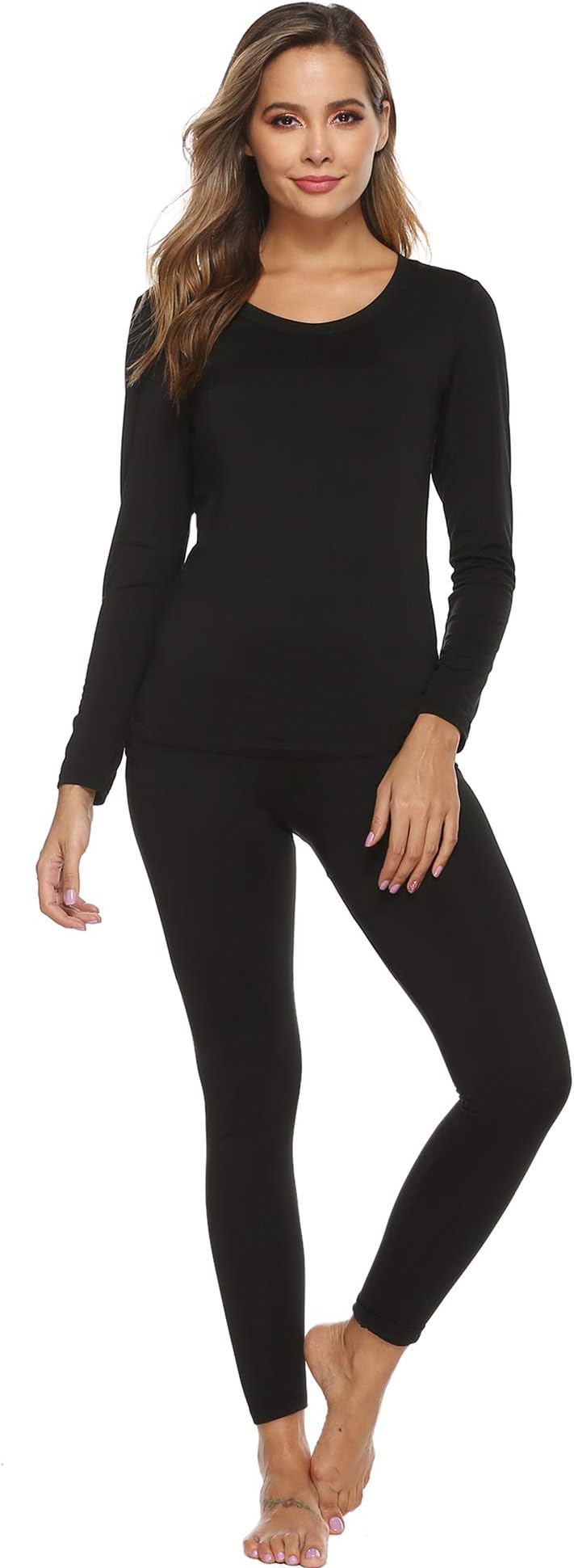 Thermal Underwear for Women Fleece Lined Thermals Ultra Soft Base Layer Long John Set S-XXL