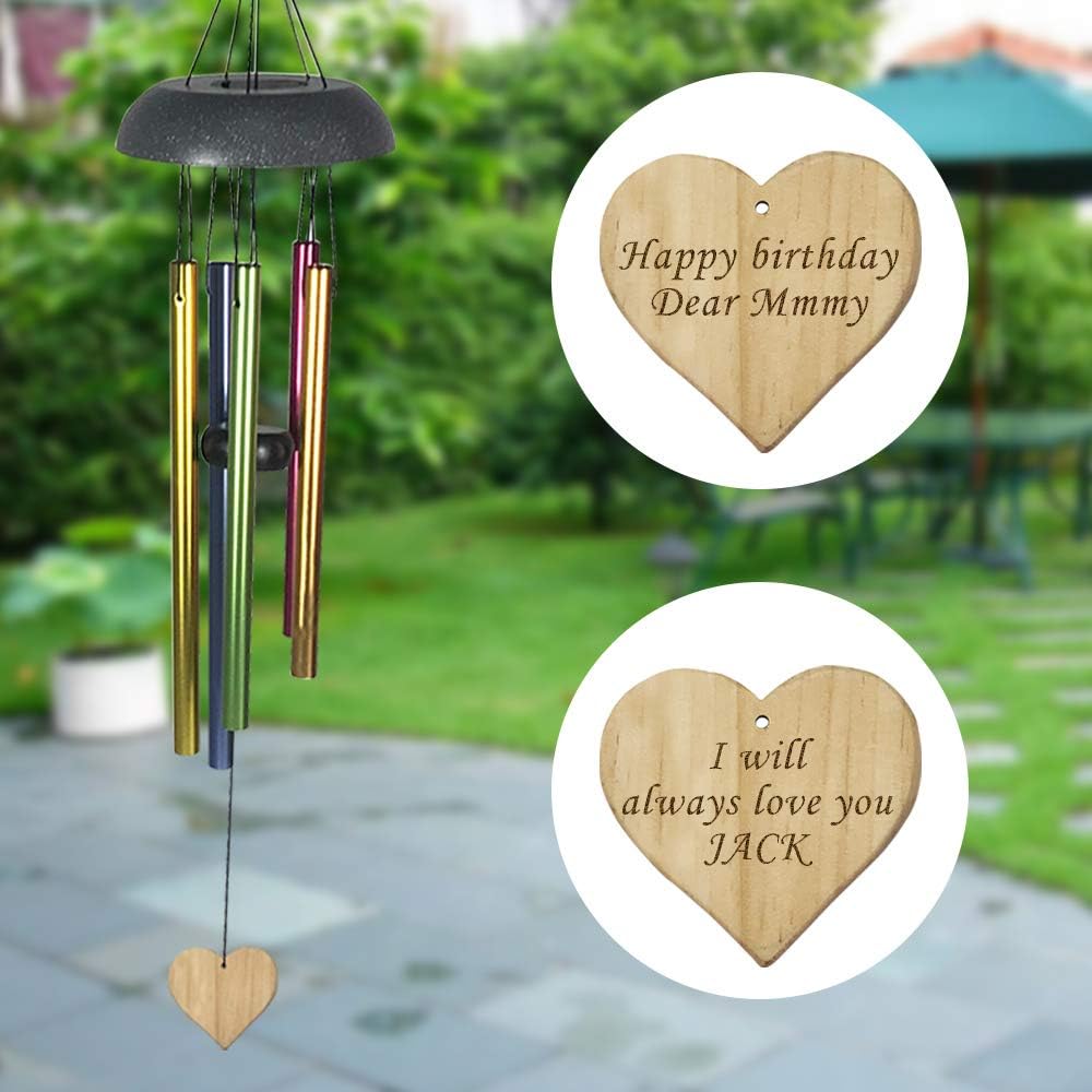 JHB Personalized Wind Chimes with Colorful Tubes,Laser Engraved Wind