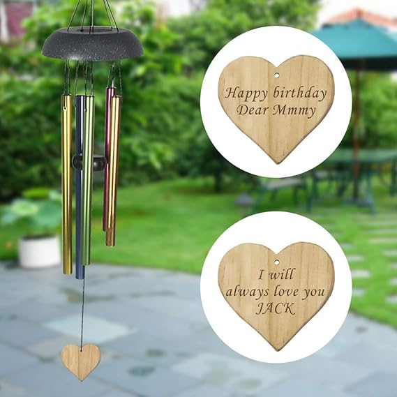 somiss Personalized Wind Chimes with Colorful Tubes, Laser