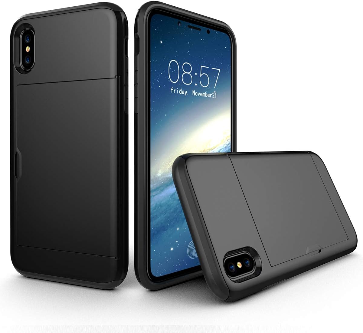 BeautyWill Card Holder Case for iPhone XS Max with Card Slot Silicone + PC Dual Layer Protection Wallet Back Cover Shockproof Cases for iPhone 10S Max