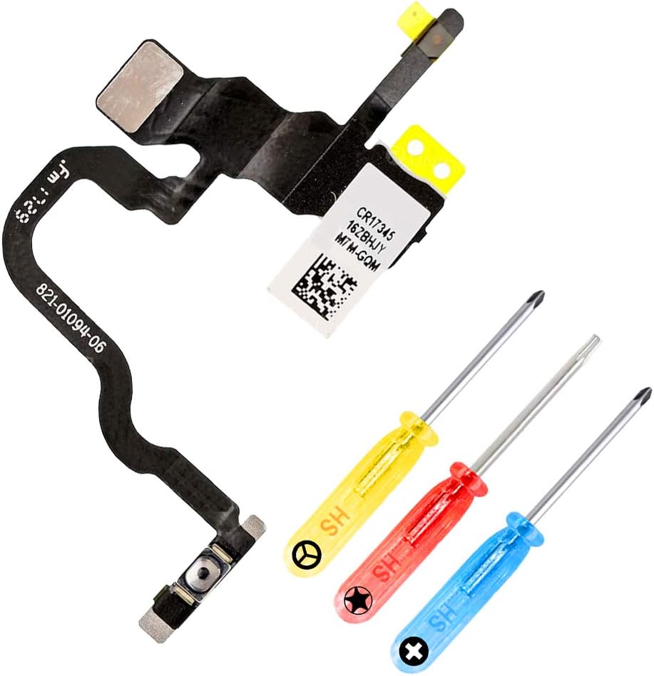 MMOBIEL Power Button Flex Cable Flash LED and Mic Installed Compatible with iPhone X 5.8 inch Series with Screwdrivers