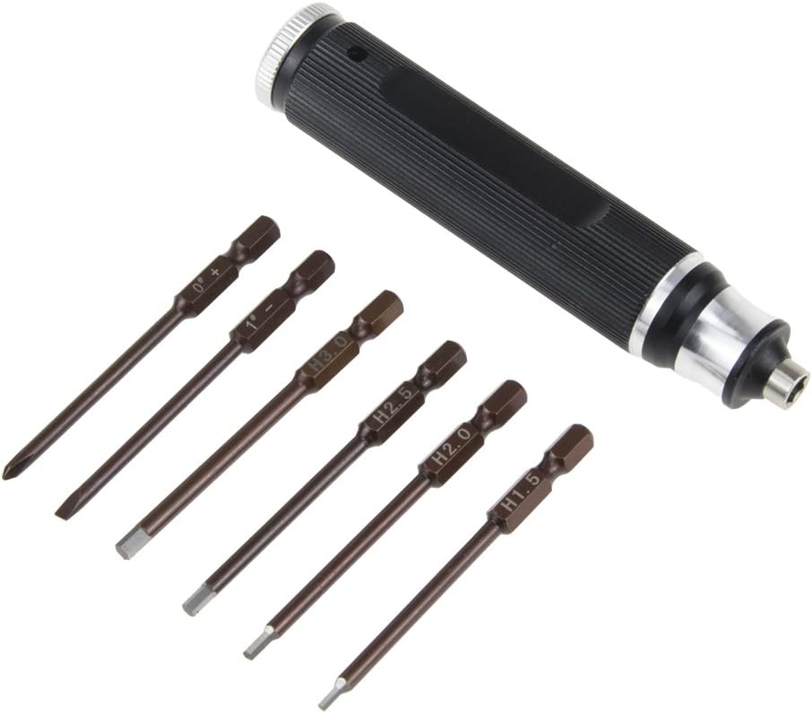 Hex Screwdriver, Screw Driver, 6 in 1 Multi-Function 1.5/2.0/2.5/3.0mm for RC Buggy Airplanes, Professional Precision Screwdrivers Repair Tool Kit, Black
