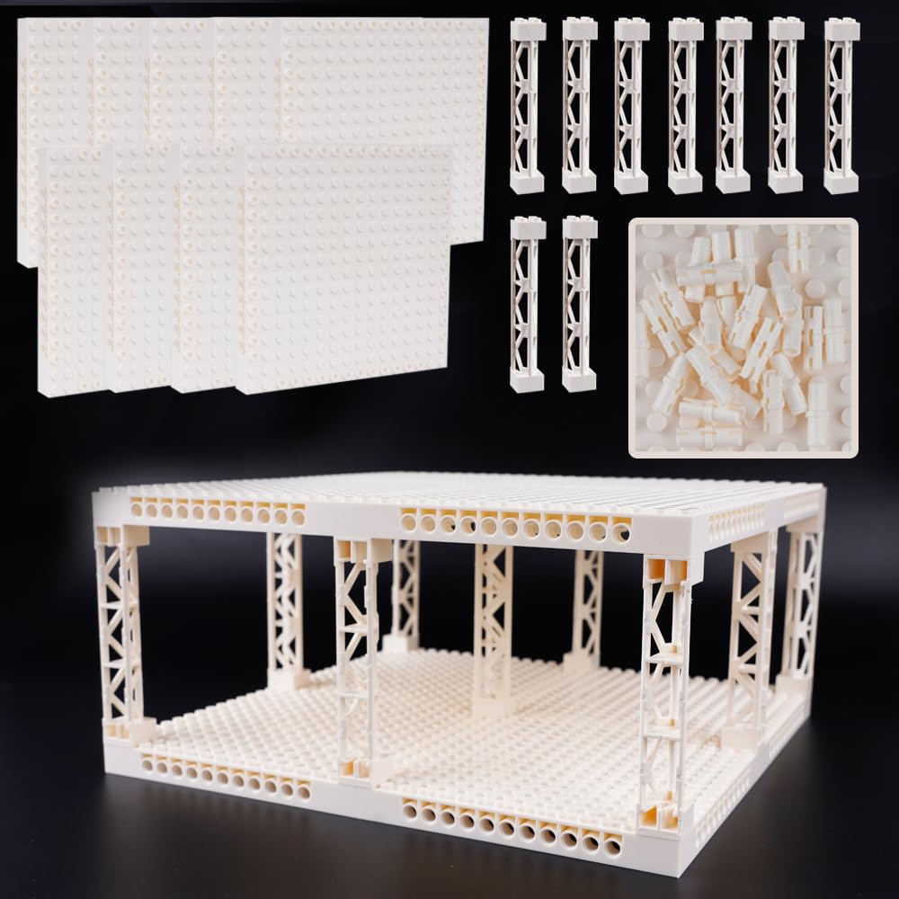 WSRYLTCH Brick Base 16x16 Plate 1/3 with Holes - Pins Suppor Pillar Accessories Pack,Pixel Art Painting Classic Building Block Bulk Parts and Pieces Sets - Compatible with 65803(White)