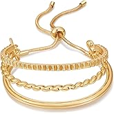 WOWORAMA Adjustable Slider Bracelets for Women Bar Friendship Bangle Bracelet for Women Gold/White Gold/Rose Gold Bolo Bracelet