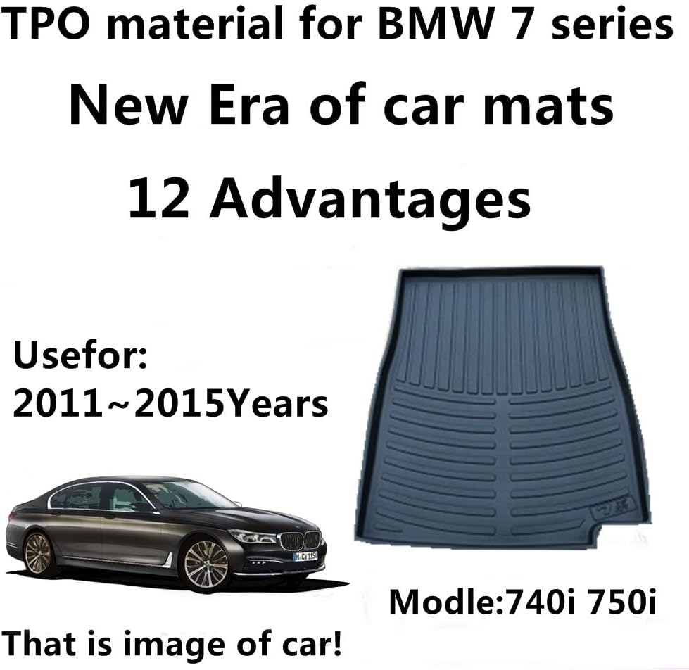 AUNAZZ/Trunk Mat Cover For BMW 7 Series 740i 750i 2011-2015 Years Rubber Rear Trunk Cargo Liner Trunk Tray Floor Mat Cover 1 PCS
