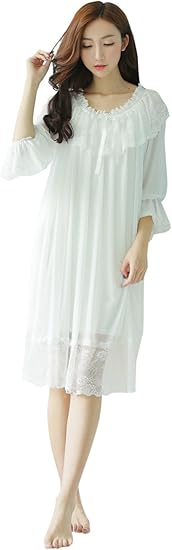 Honeystore パジャマ ネグリジェ ワンピース ルームウェア パフスリーブ 姫系 レース ルームワンピース ネグリジェ 通販 Amazon