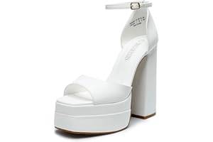 DREAM PAIRS High Heels Chunky Block Platform Heels for Women Ankle Strap Sexy Open Square Toe Heels Dressy Pumps Sandals