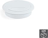 Emuca White Plastic Desk Cable Grommet 60mm Hole Set of 20 for Table Worktop view 3