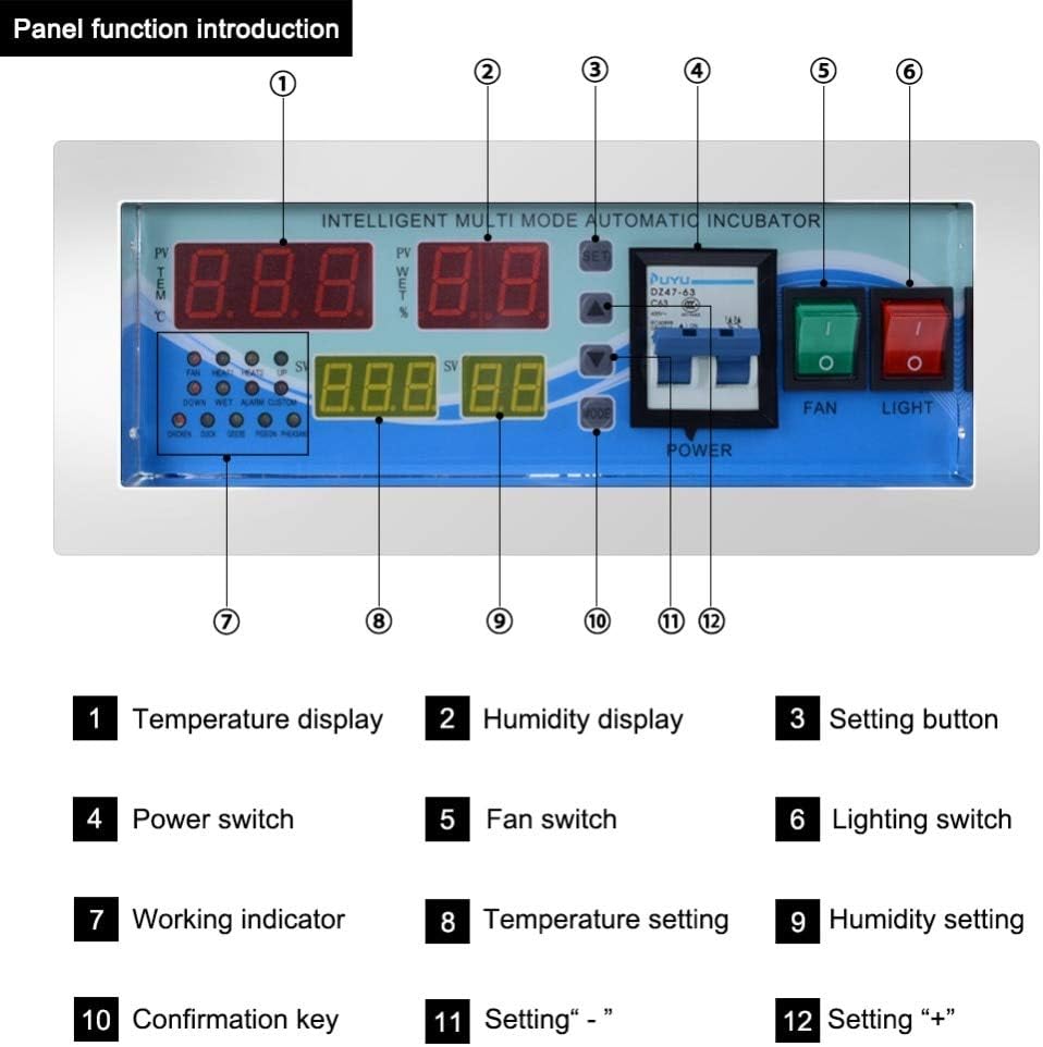 HuXwei Intelligent automatic hatching controller XM-18E incubator accessories for poultry, cockroaches, pigeons, peacocks,Black