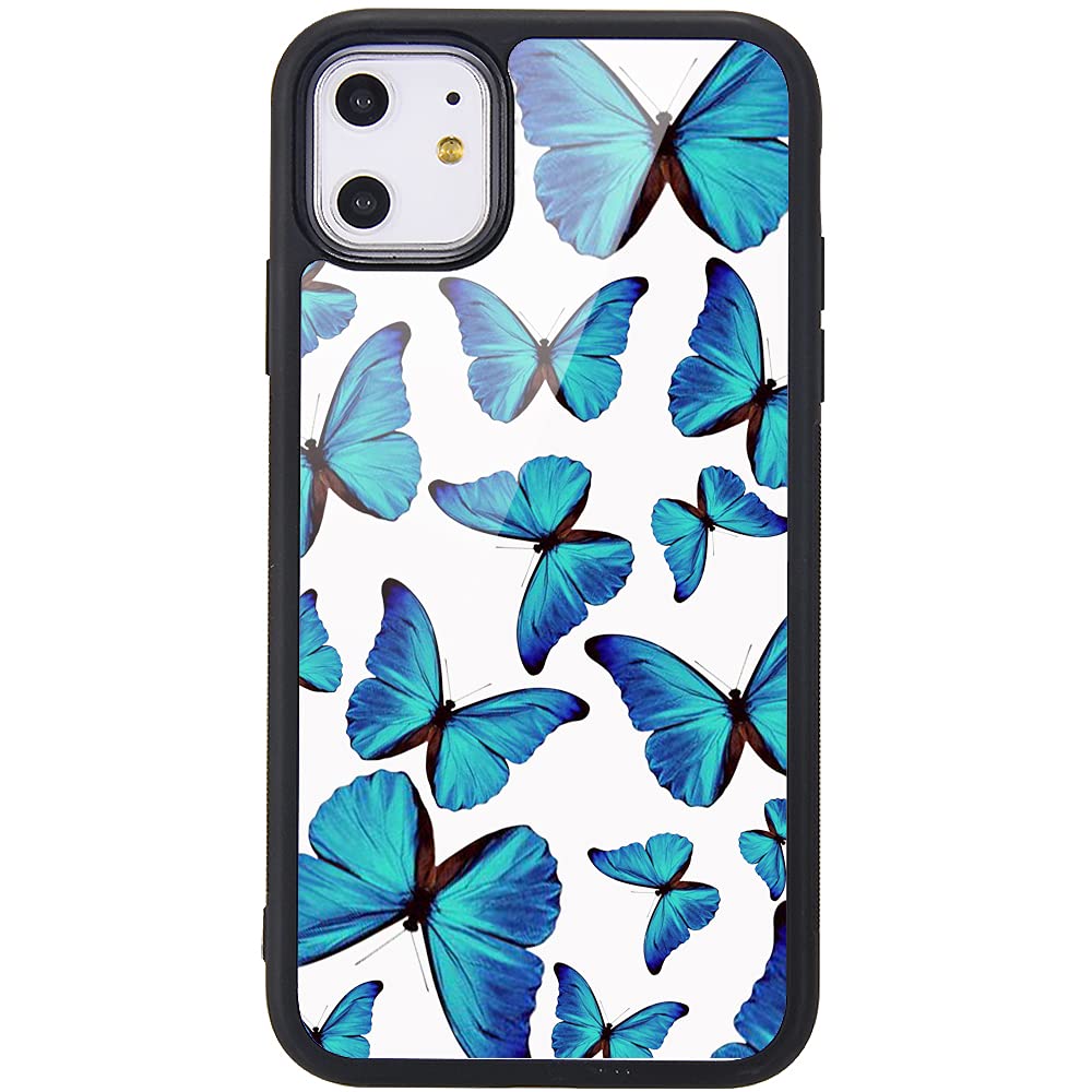 MAYCARI Cute Blue Butterfly Phone Case for iPhone 11 Pro Max, Hard Back Case with Soft TPU Bumper for Girls Children Women Protective Phone Case for iPhone 11 Pro Max — image 1