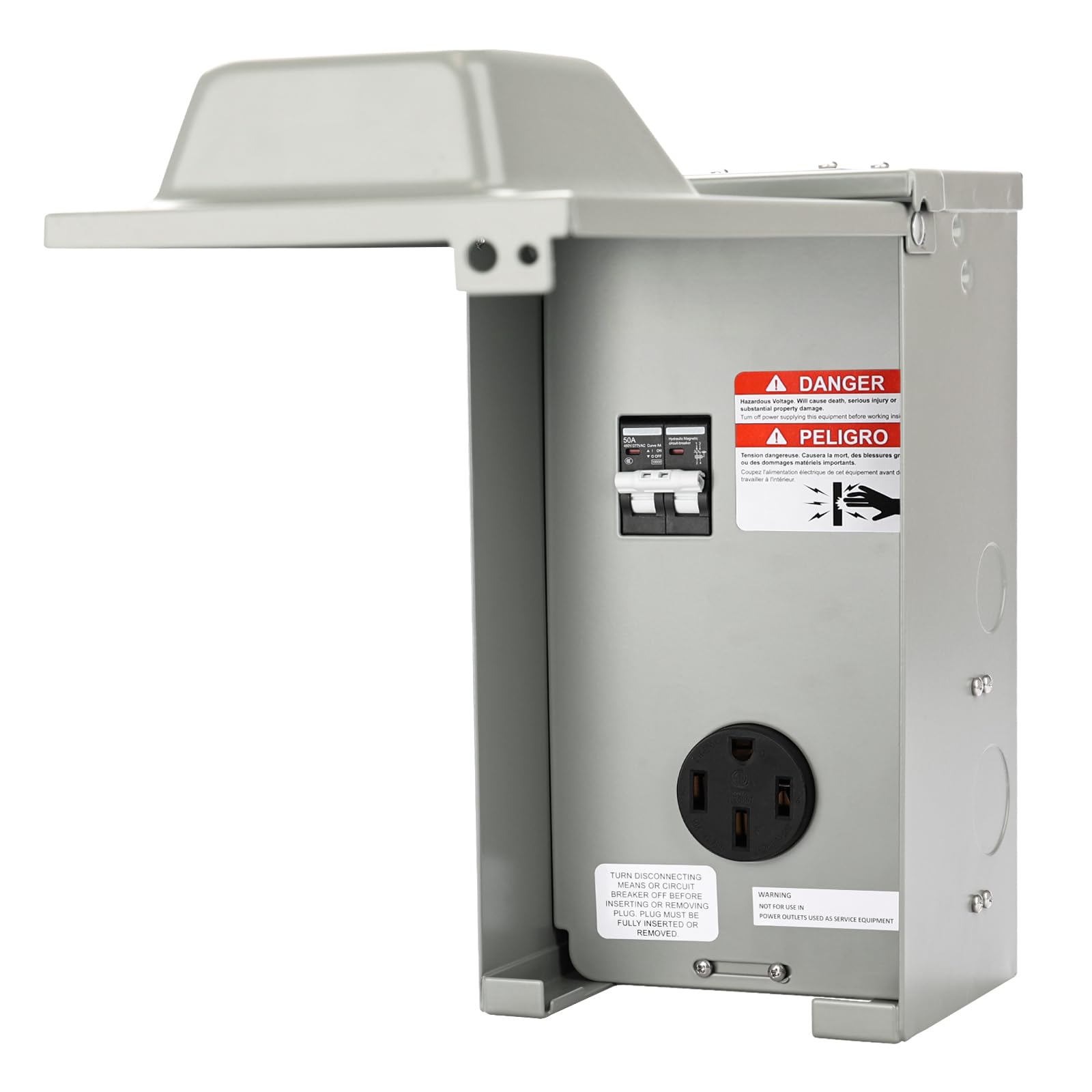 Photo 1 of RVGUARD 50 Amp RV Power Outlet Box with Breaker, ETL Listed Waterproof Enclosure Pre-Wired RV Receptacle,Type 3R Lockable Electrical Power Box for RV, Camper, Travel Trailer