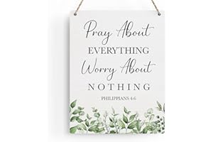 BELLOWDEER Inspirational Scripture Wall Art Bible Verses Philippians 4:6 Wooden Hanging Sign Prayer Room Decor Religious Gift Christian Wall Decor for Home Office Bedroom Living Room Nursery 8x10 Inches