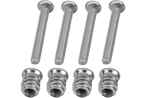 DIAO79NI 4 Pcs Stainless Steel Bolt-On Neck Cross Pan Head Guitar 35mm Screws and M5 Inserts for Guitar and Bass