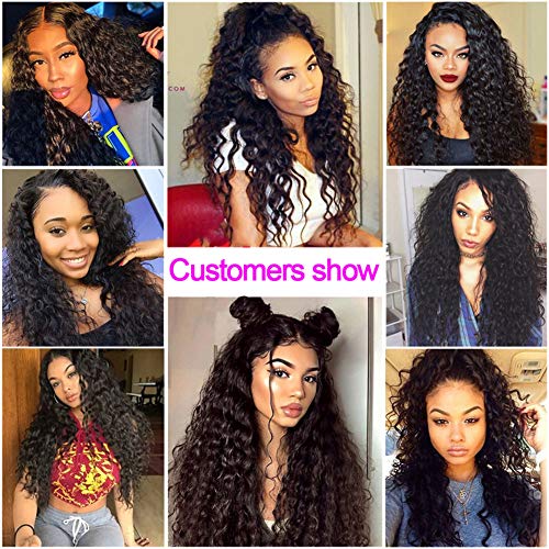 Human-Hair-Water-Wave-Lace-Front-Wig-Brazilian-Virgin-Remy-Hair-Wig-with-Baby-Hair-134-Ear-to-Ear-Curly-Wig-Glueless-Lace-Frontal-Wigs-Free-Part-Natural-Hairline18-Inch-Natural-Color