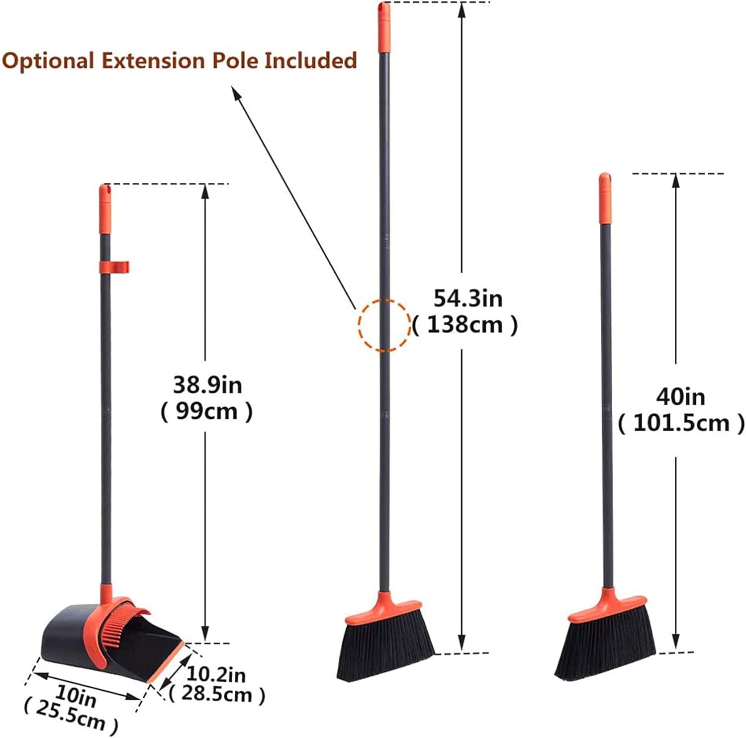 Broom and Dustpan Set, Dustpan and Broom Set, Long Handle Broom with Dustpan, Broom and Dustpan Combo for Office Home Kitchen Lobby Floor Use,Upright Standing Dustpan Broom Set: Garden & Outdoor