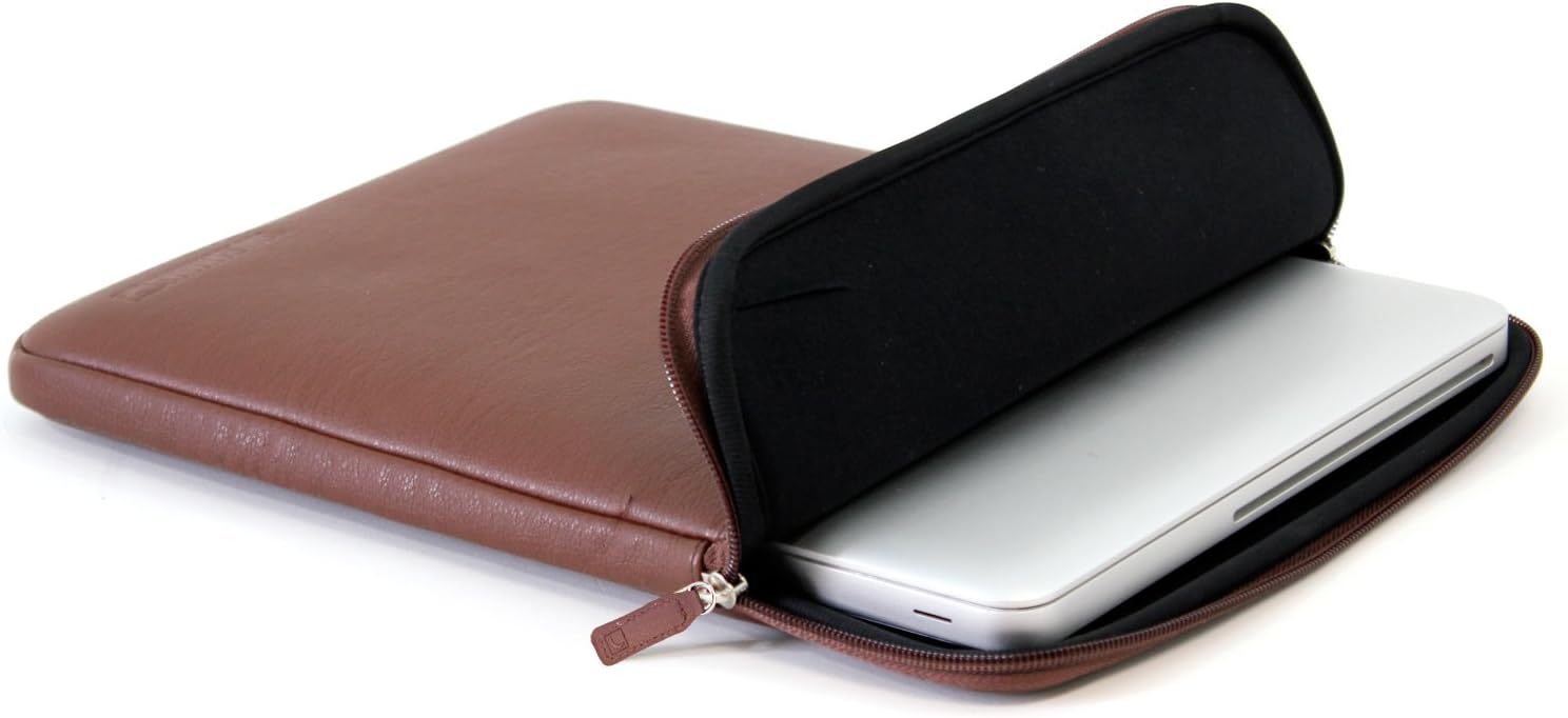 COOL BANANAS ShockProof Pro Sleeve for MacBook Air 11 inch and other compatible 11 inch Laptops and Notebooks | with a high quality leatherette surface and memory-foam-effect for best protection | lightweight | useable w/o messenger bag | (MacBook Air 11, Brown)