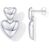 PAVOI 14K Gold Plated 925 Sterling Silver Posts Chunky Heart Statement Earrings for Women | Love Friendship Puffy Heart Teardrop Dangle & Stud Earrings - Valentines Day Trendy Jewelry
