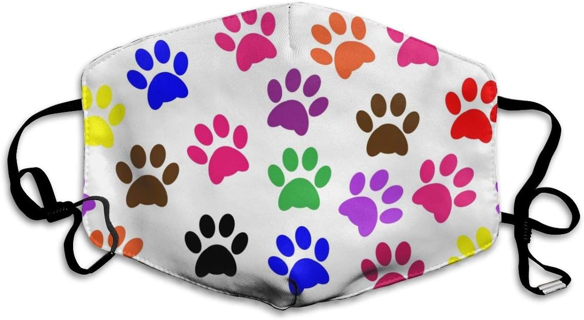 Colorful Paw Prints Flu Dust Masks Reusable Cotton Breathable Safety Respirator for Outdoor Cycling Face Earloop Masks Dust Pollen Flu Germs Allergens Masks