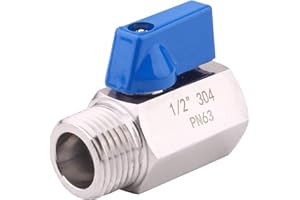 BARROCK Shower Head Flow Control Valve BV304NPT Shut-off Valve Ball Valve Universal Standard 1/2 Inch NPT Threads SUS 304 Stainless Steel for Handheld Shower Wand or Bidet Sprayer, Metal Chrome