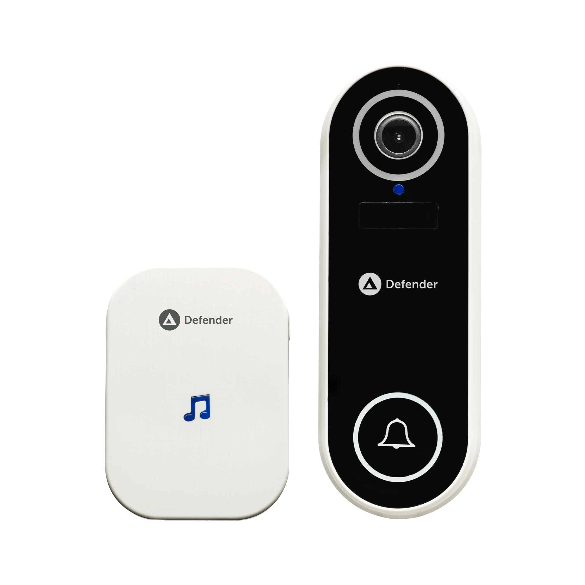 Defender Video Doorbell - Smart Wireless Video Doorbell Camera with Chime - Full HD - Night Vision - USB Rechargeable - No Subscription - IP66 Waterproof - SD Card Included