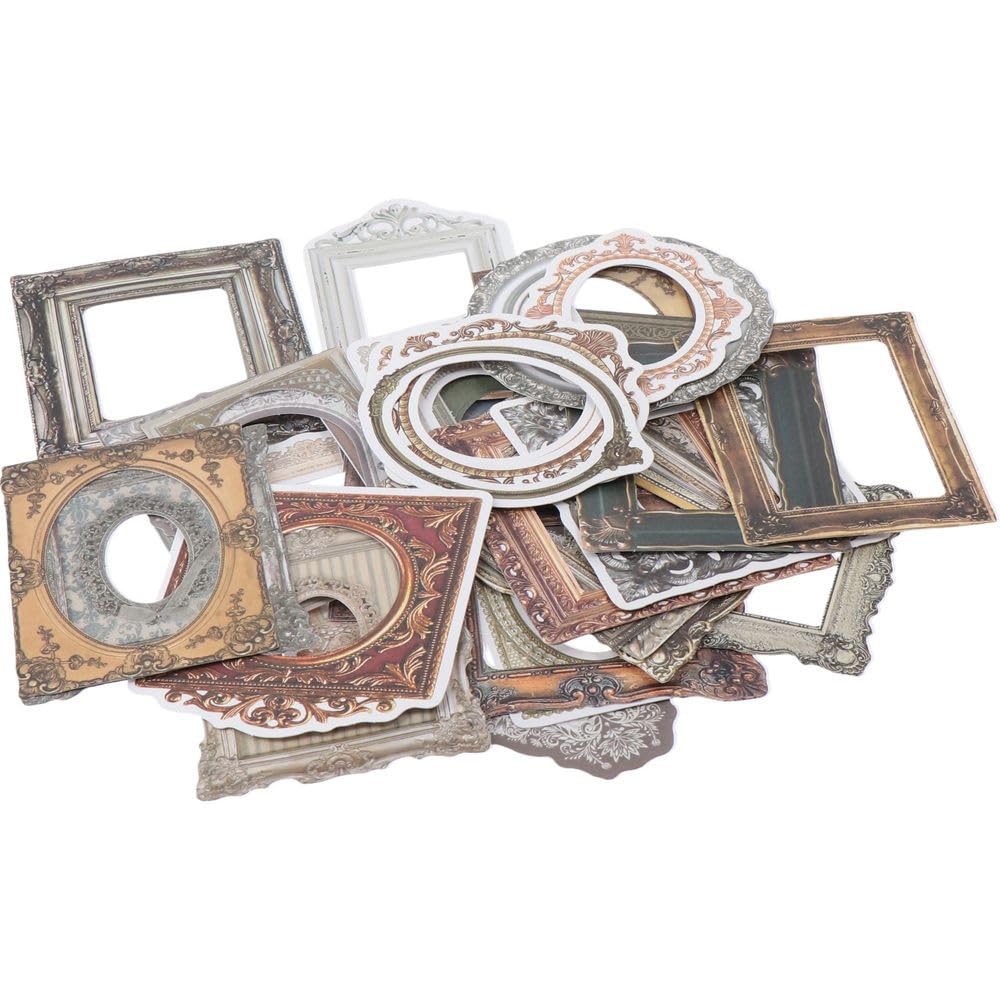 YYlingx 40PCS Vintage Photo Frame Stickers, Multicolored, Paper, Rectangular, Indoor, Stickers