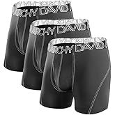 DAVID ARCHY Mens Performance Boxer Briefs 3 Pack, 3D Support Pouch & No Ride-Up Design Moisture-Wicking Sport Underwear