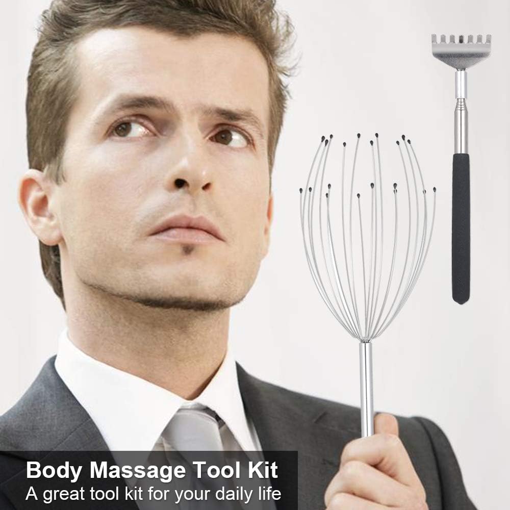 Anself Body Massage Tool Kit Scalp Massager & Telescopic Back