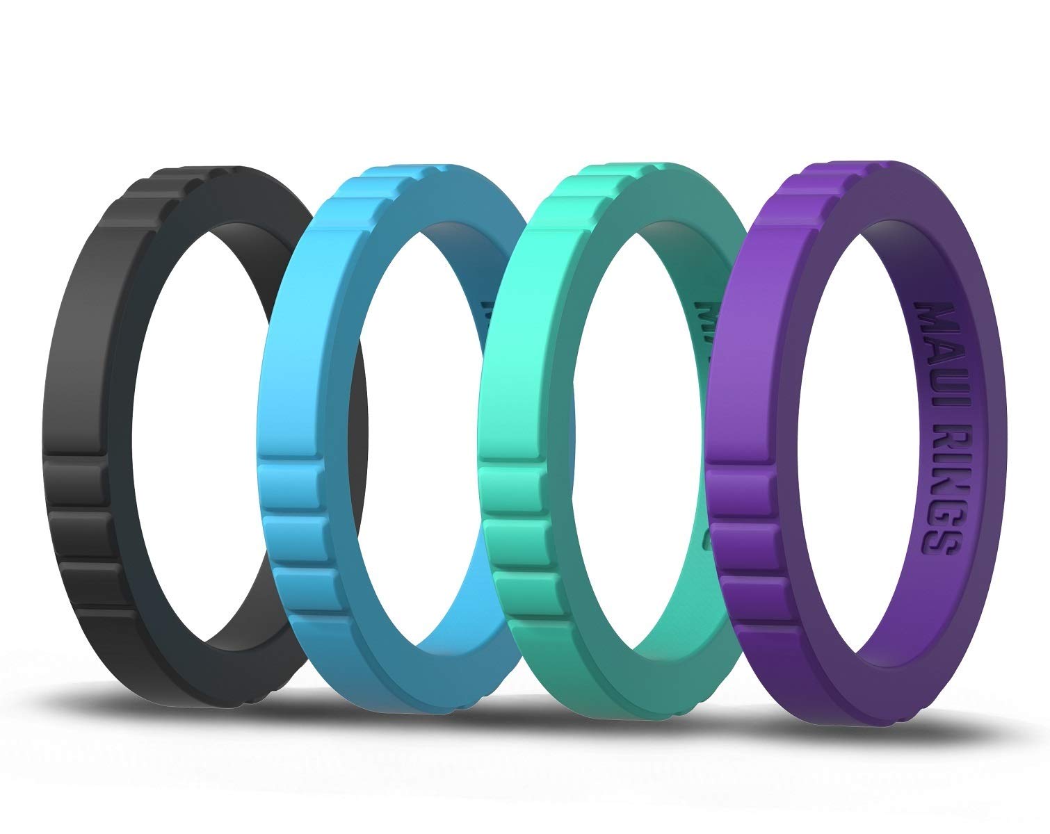 MAUI RINGS ELEGANT Silicone Engagement Rings for Women Stackable Rings Silicone Wedding Ring for Women Silicone Bands Silicone Ring Wedding Band Womens Rings Stacking Rings (COMBO 3, 7)