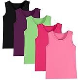 5-Pack Girls and Toddlers' Tank Tops Racerback Sleeveless Undershirts Girls Dance Tops(2-16Years)