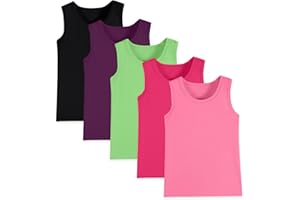 5-Pack Girls and Toddlers' Tank Tops Racerback Sleeveless Undershirts Girls Dance Tops（2-16Years）
