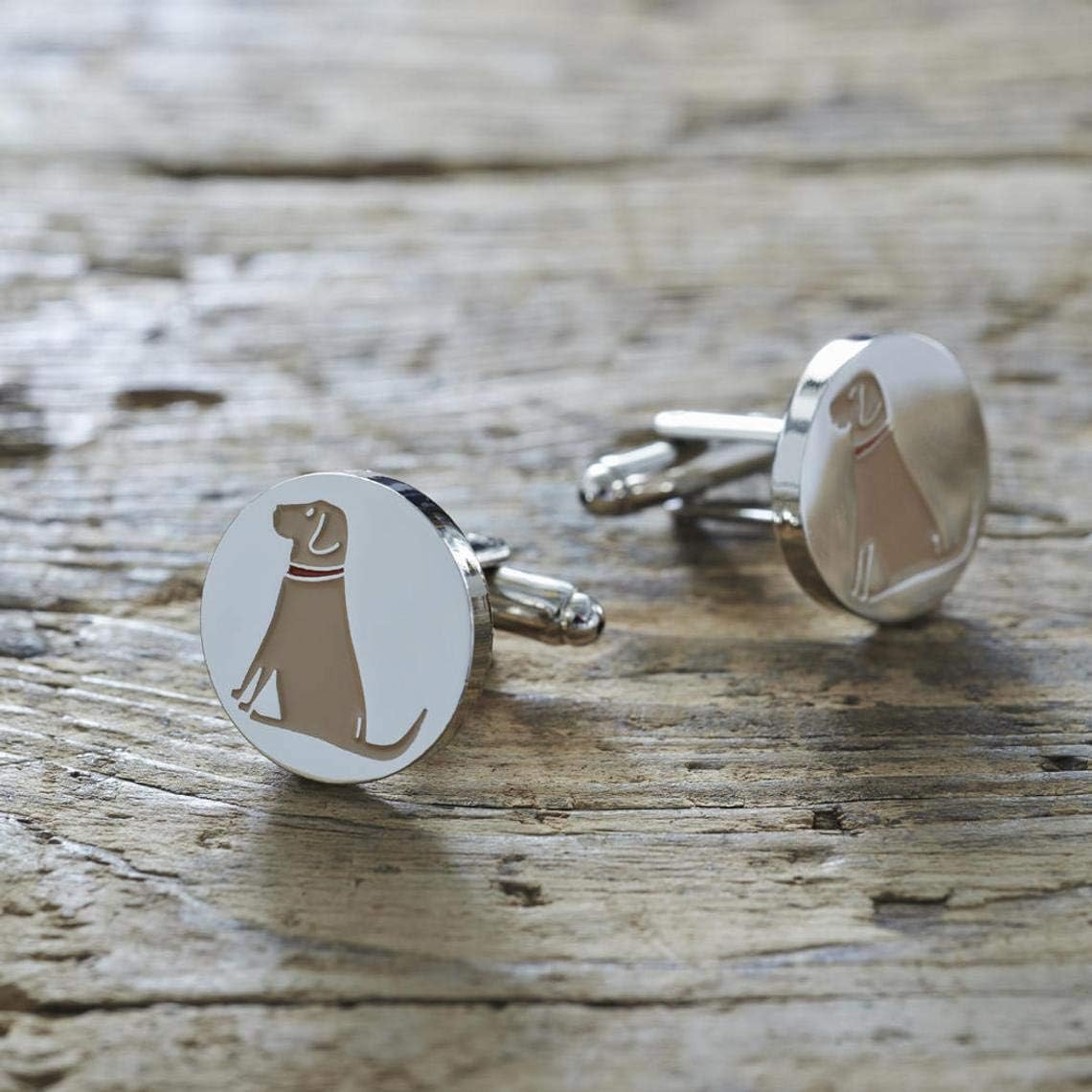 Sweet William Yellow Labrador Cufflinks, Silver, 18mm x 3mm - Image 4