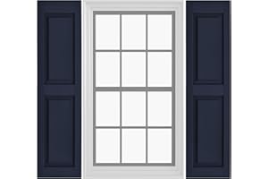 Pontiac Trail Raised Panel Vinyl Shutters (1 Pair) | 12” x 59”- Navy Night Sky | Exterior Window Shutters | includes Mounting Hardware | Simple Installation | Made in USA