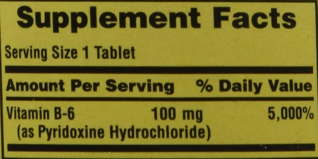 Spring Valley - Vitamin B-6 (Pyridoxine) 100 mg, 250 Tablets: Health & Personal Care
