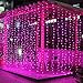 Valuetom 304 LED Curtain Lights Fairy String Twinkle Lighting for Party Wedding Home Garden Decoration 9.8Ft*9.8Ft (Pink)