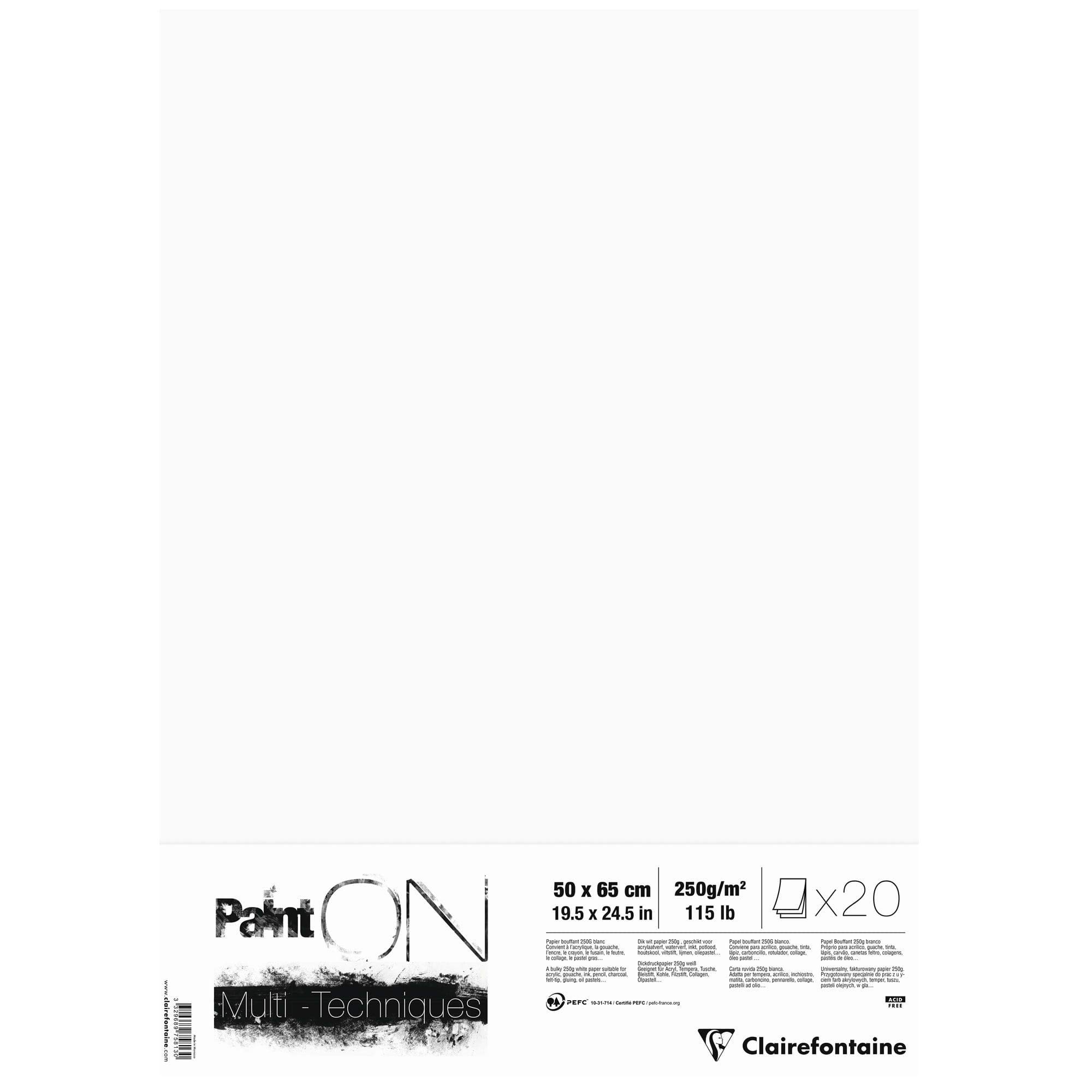 Clairefontaine - Ref 975813C - Paint'ON Multi-Technique Paper (25 Sheets) - 50 x 65cm, 250gsm Heavyweight Paper, Natural Coloured Paper, Acid Free, pH Neutral