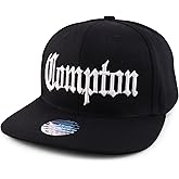 Trendy Apparel Shop Oversize XXL Old English Compton Embroidered Flatbill Snapback Baseball Cap
