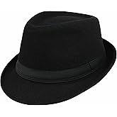 Mens Classic Plaid Manhattan Structured Gangster Trilby Fedora Hat Cuban Style Derby Hat Jazz Cap (Size M)